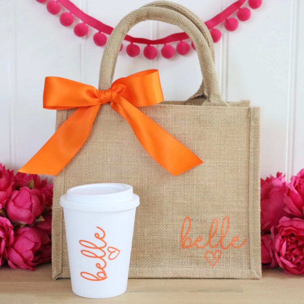 Bow Jute Bag &/or Hot Cup