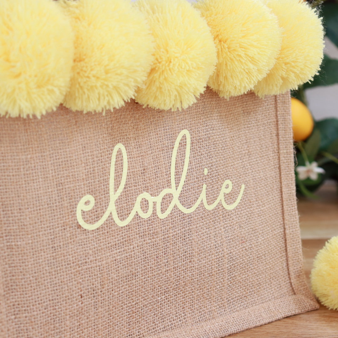 Pom Pom Jute Tote Bag