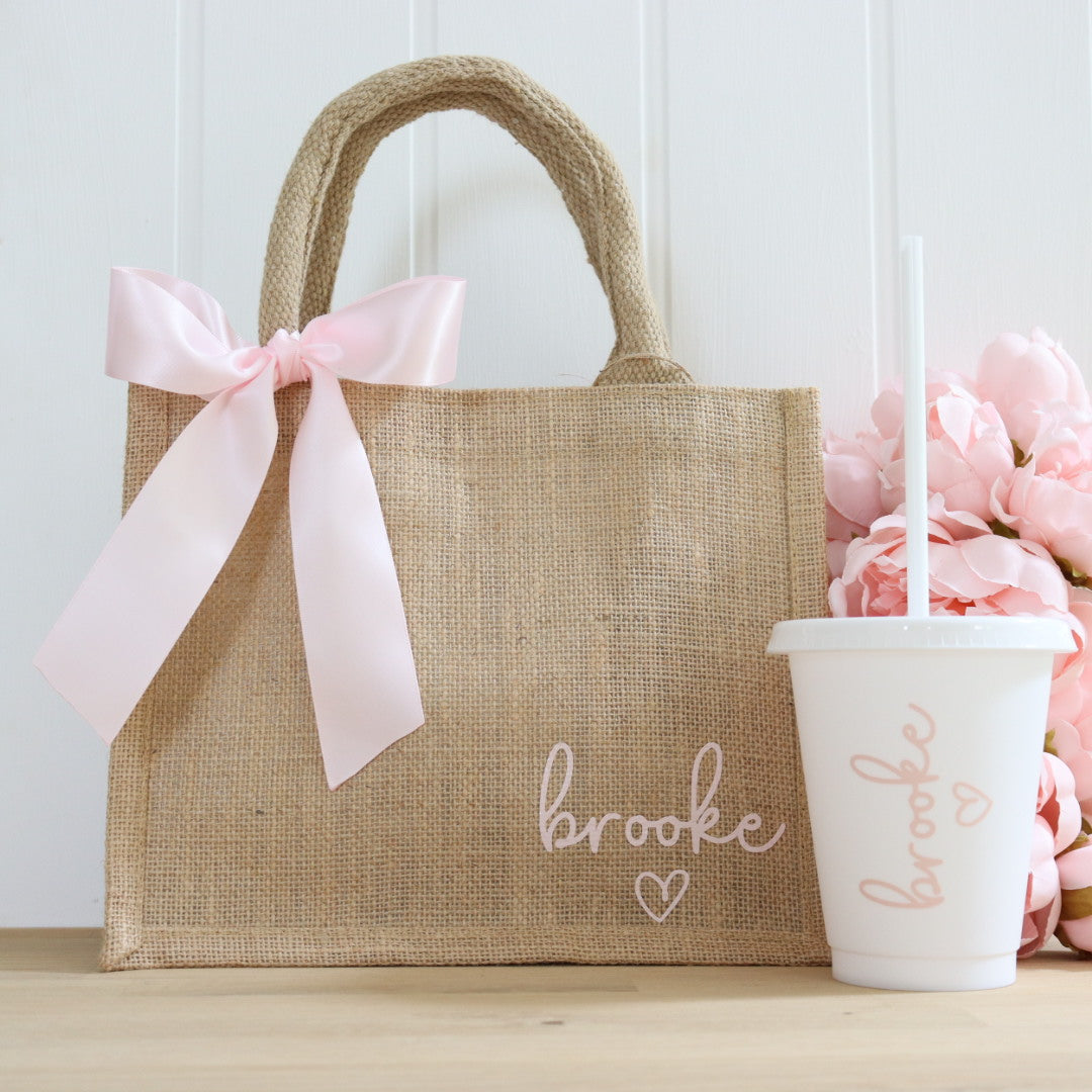 Bow Jute Bag &/or Cold Cup