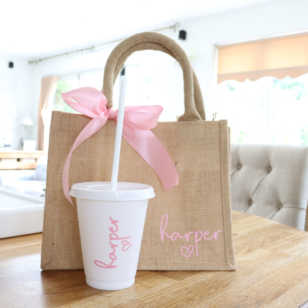 Bow Jute Bag &/or Cold Cup