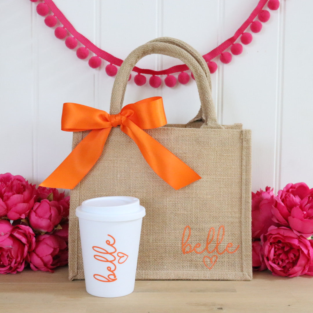 Bow Jute Bag &/or Hot Cup