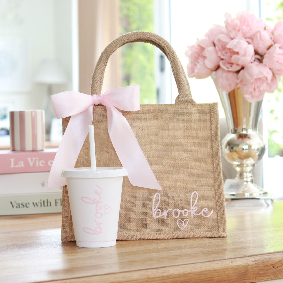 Bow Jute Bag &/or Cold Cup