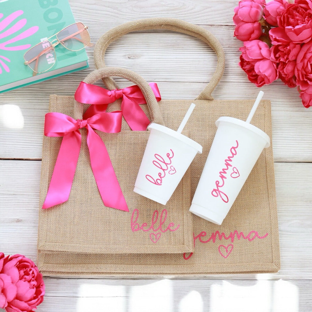 Bow Jute Bag &/or Cold Cup