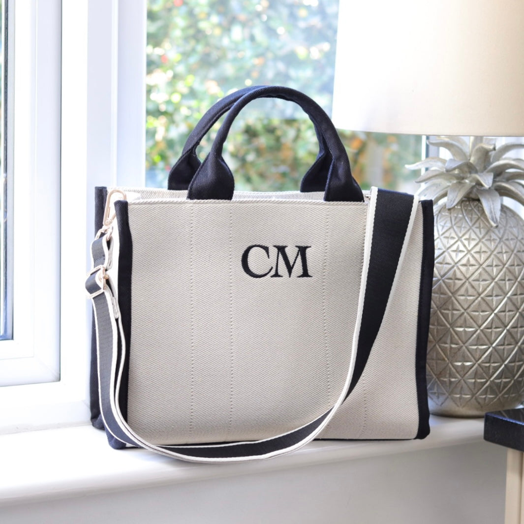 Shoulder Strap Tote - Cream & Black