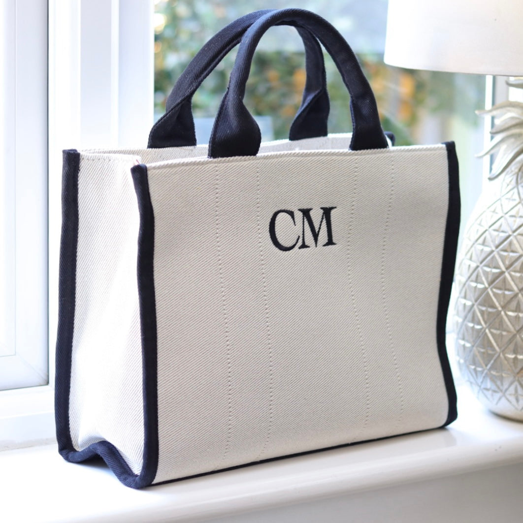 Shoulder Strap Tote - Cream & Black