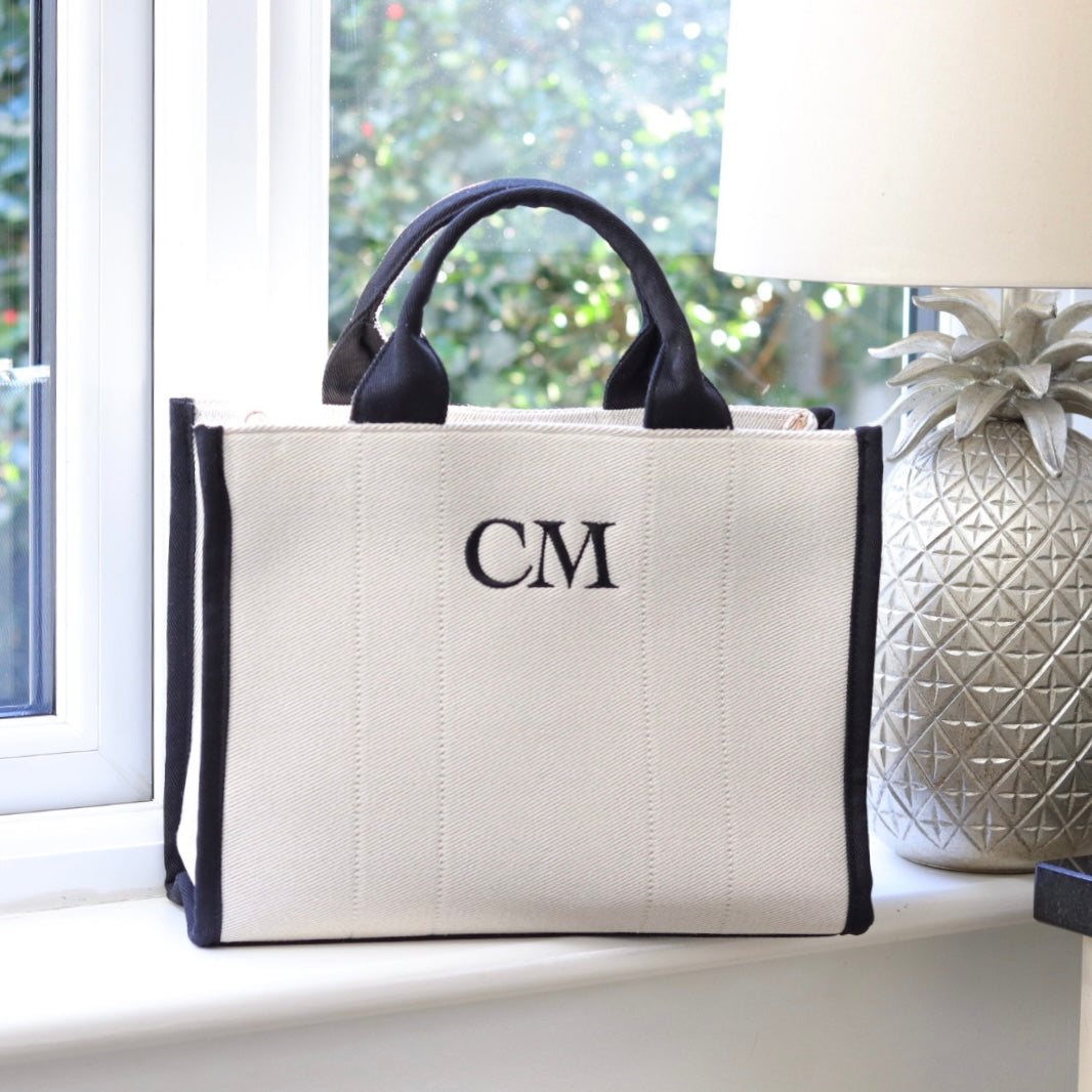 Shoulder Strap Tote - Cream & Black