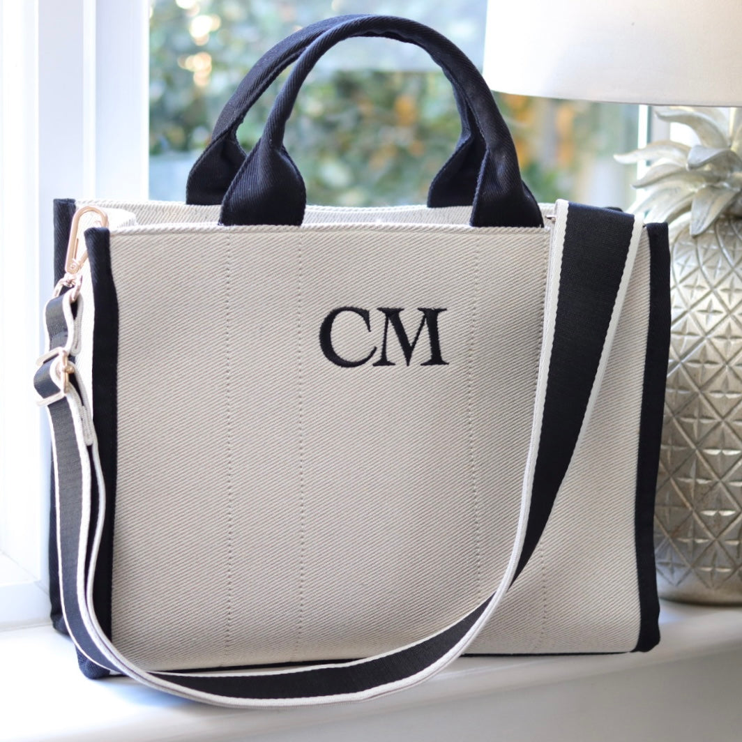 Shoulder Strap Tote - Cream & Black