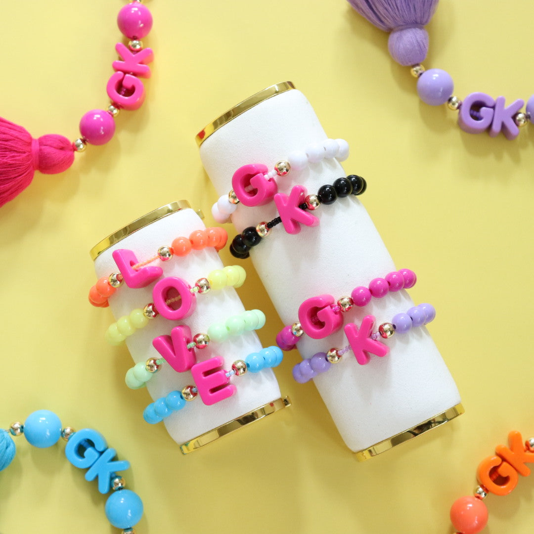 'Love Letter' Fuchsia Bead Bracelet