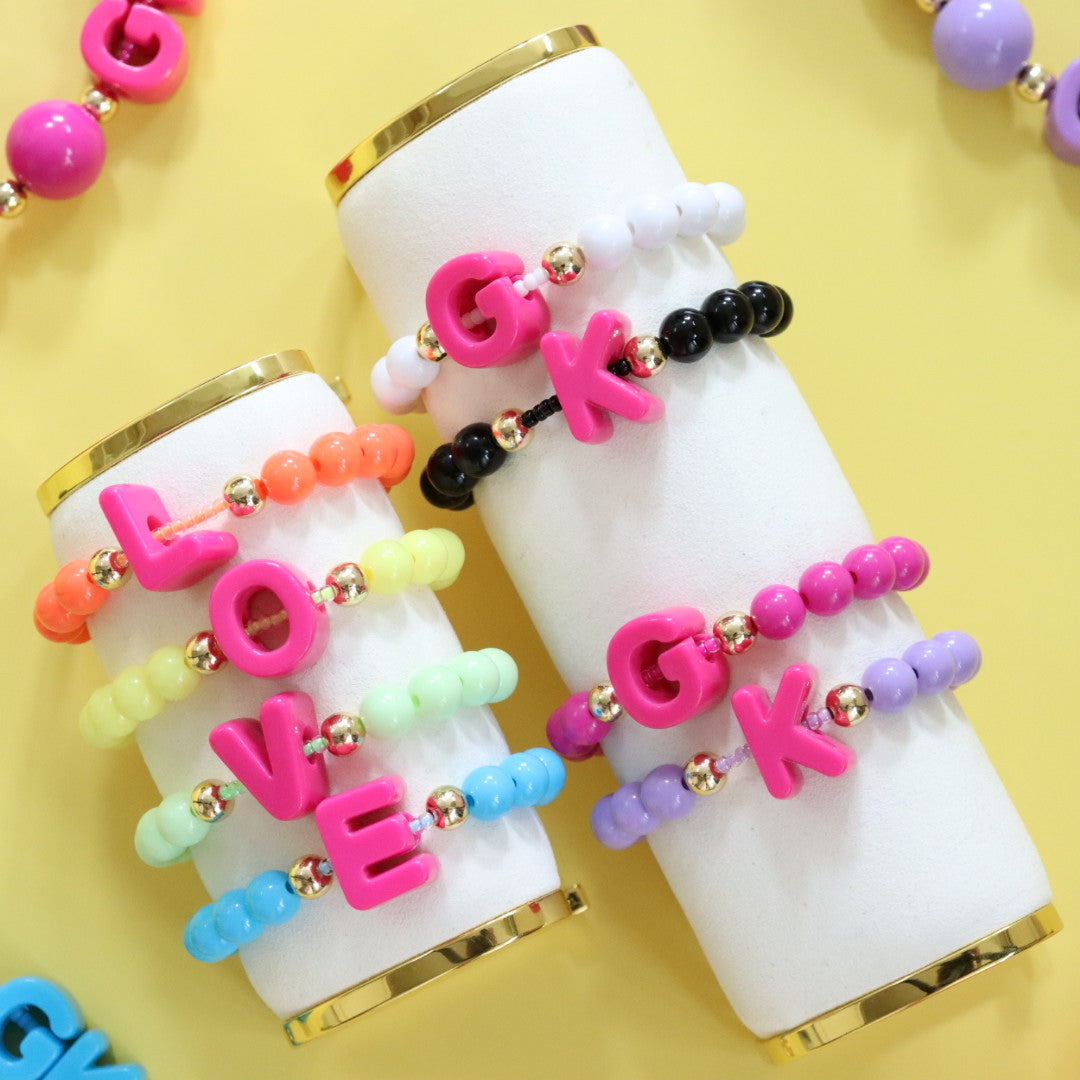 'Love Letter' Fuchsia Bead Bracelet