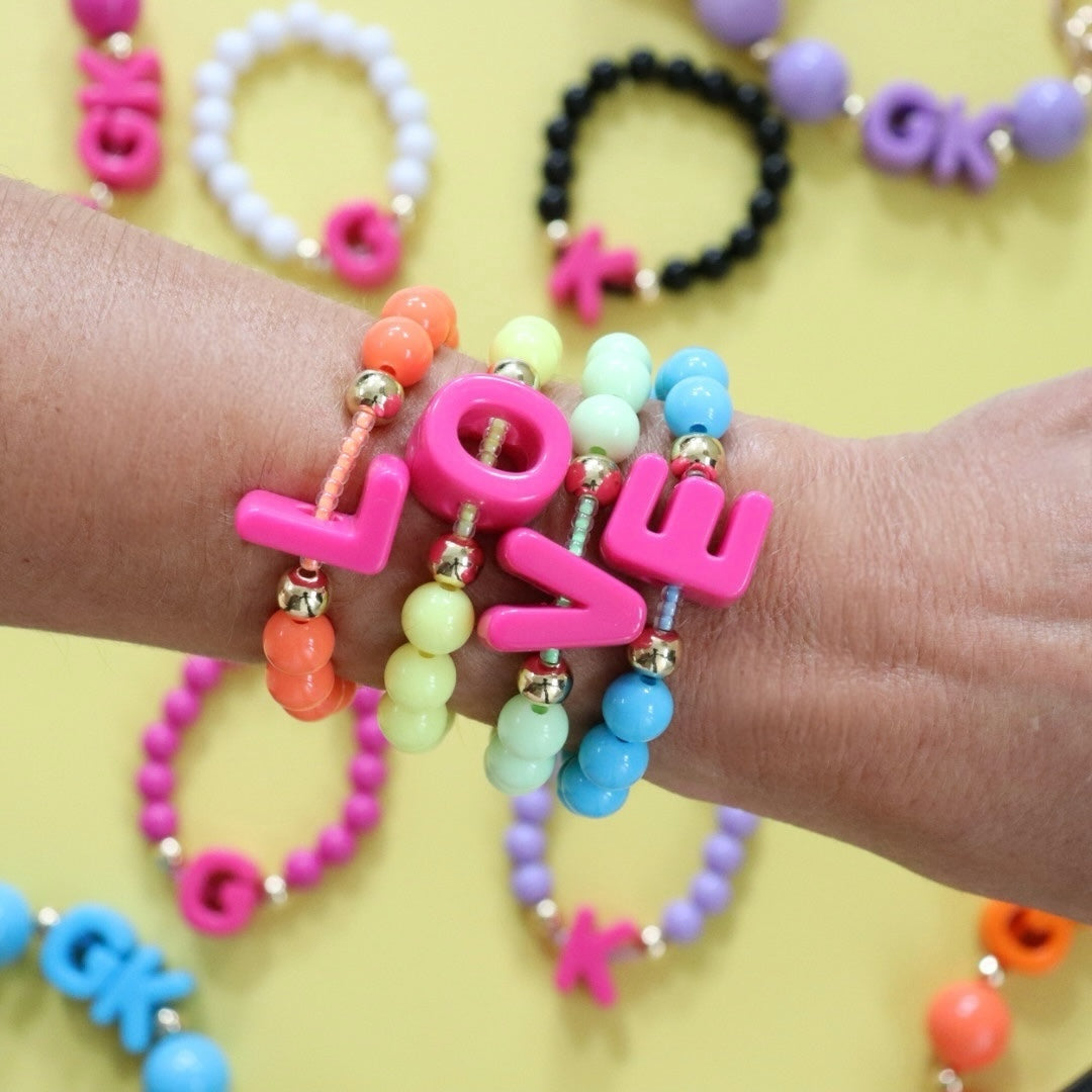 'Love Letter' Fuchsia Bead Bracelet