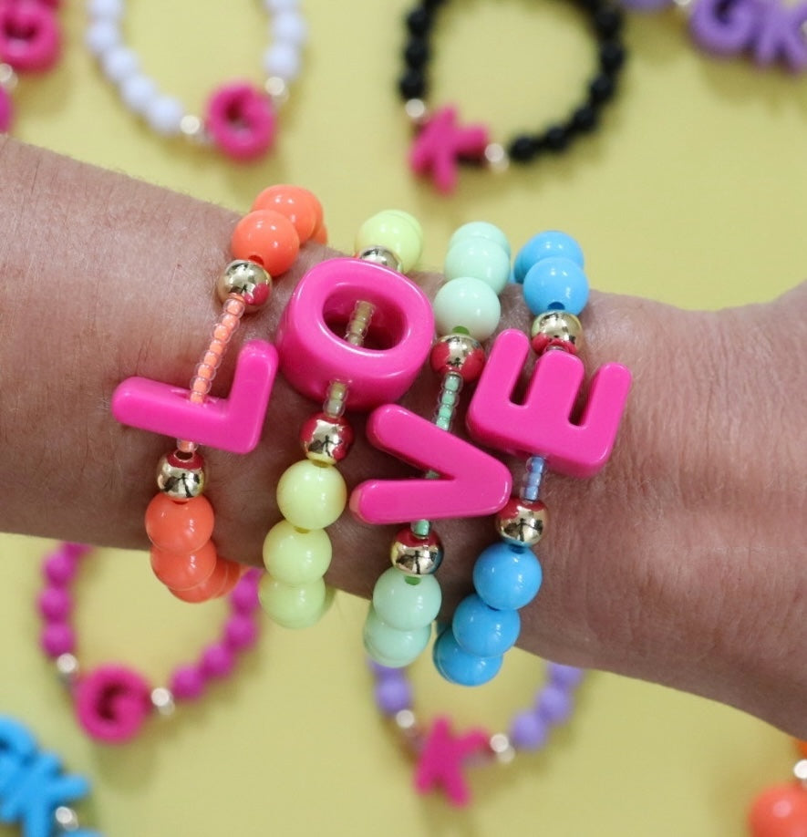 'Love Letter' Fuchsia Bead Bracelet