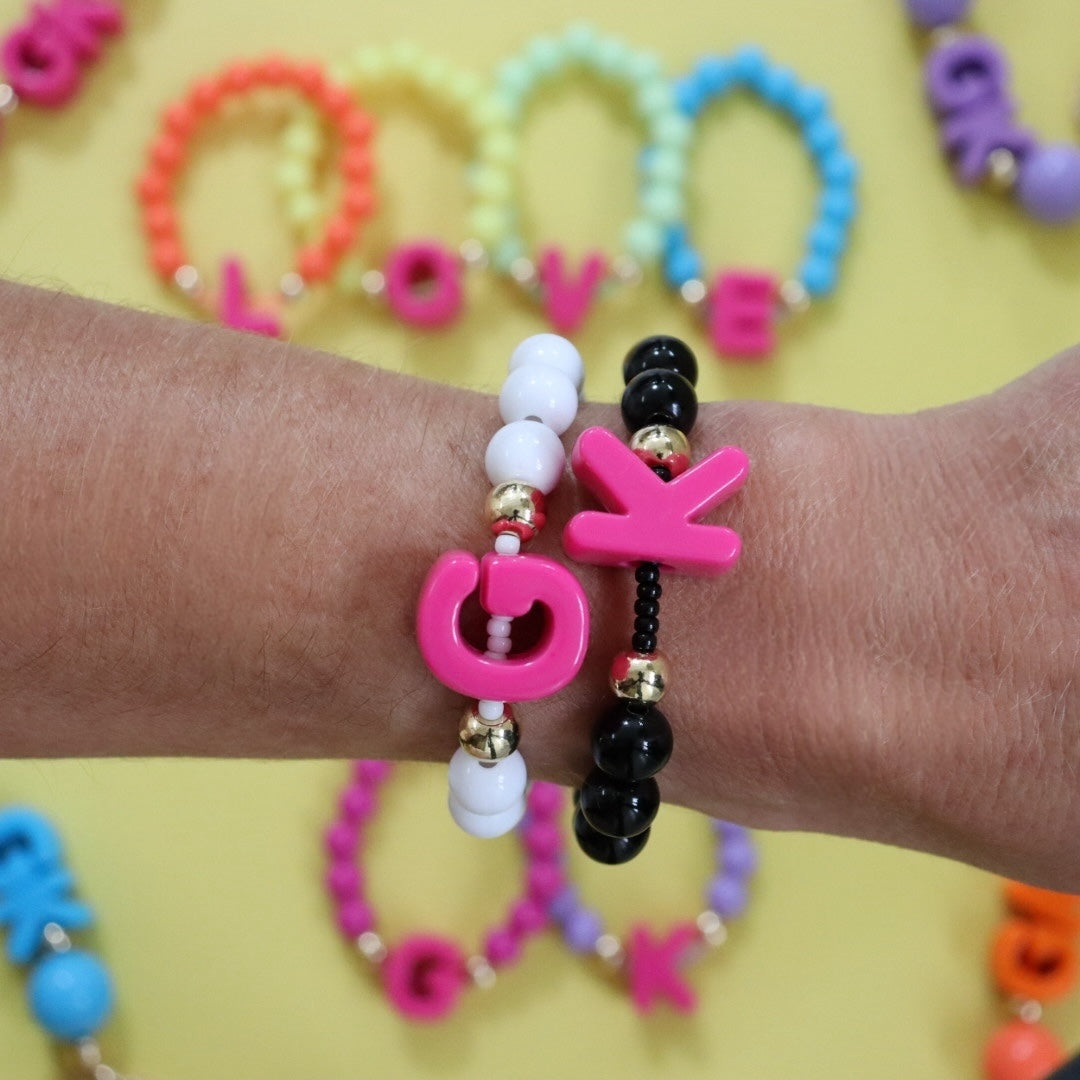 'Love Letter' Fuchsia Bead Bracelet