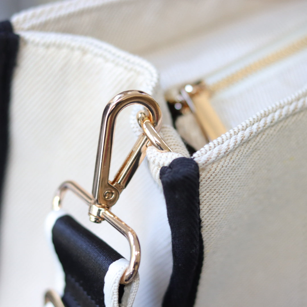 Shoulder Strap Tote - Cream & Black