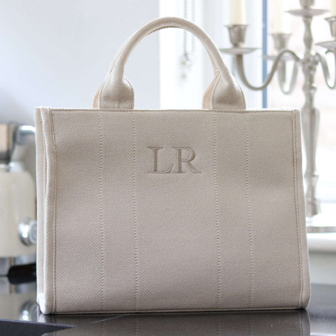 Shoulder Strap Tote - Cream & Taupe