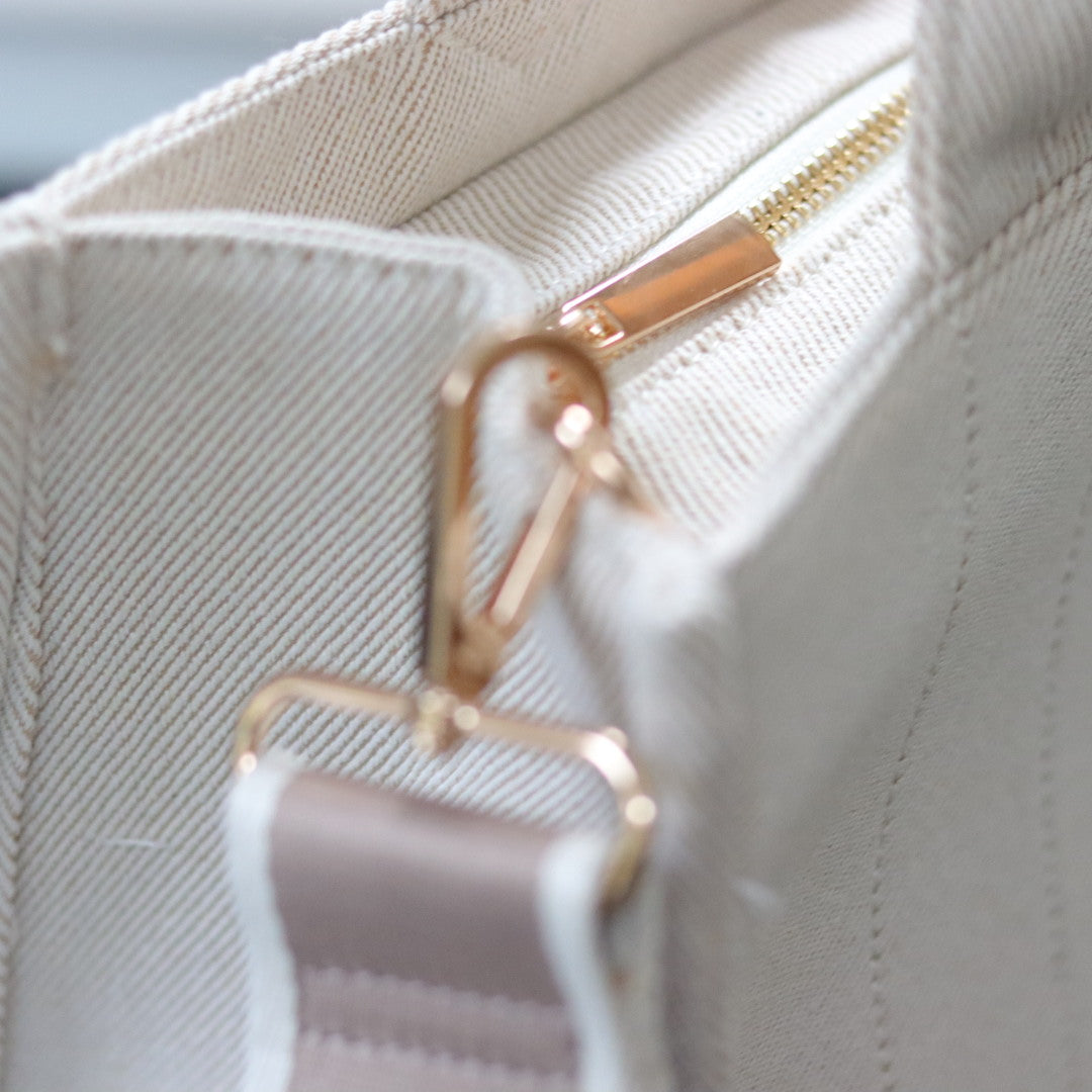 Shoulder Strap Tote - Cream & Taupe