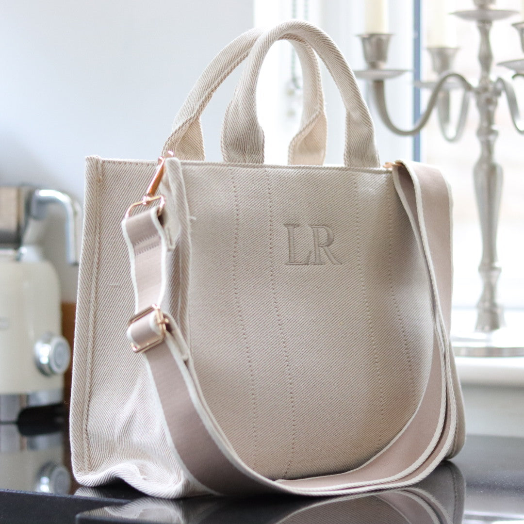 Shoulder Strap Tote - Cream & Taupe
