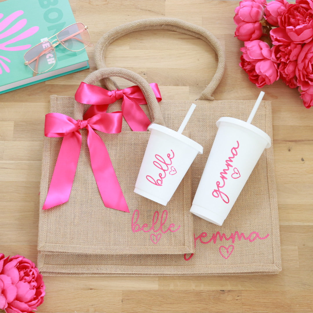 Bow Jute Bag &/or Cold Cup