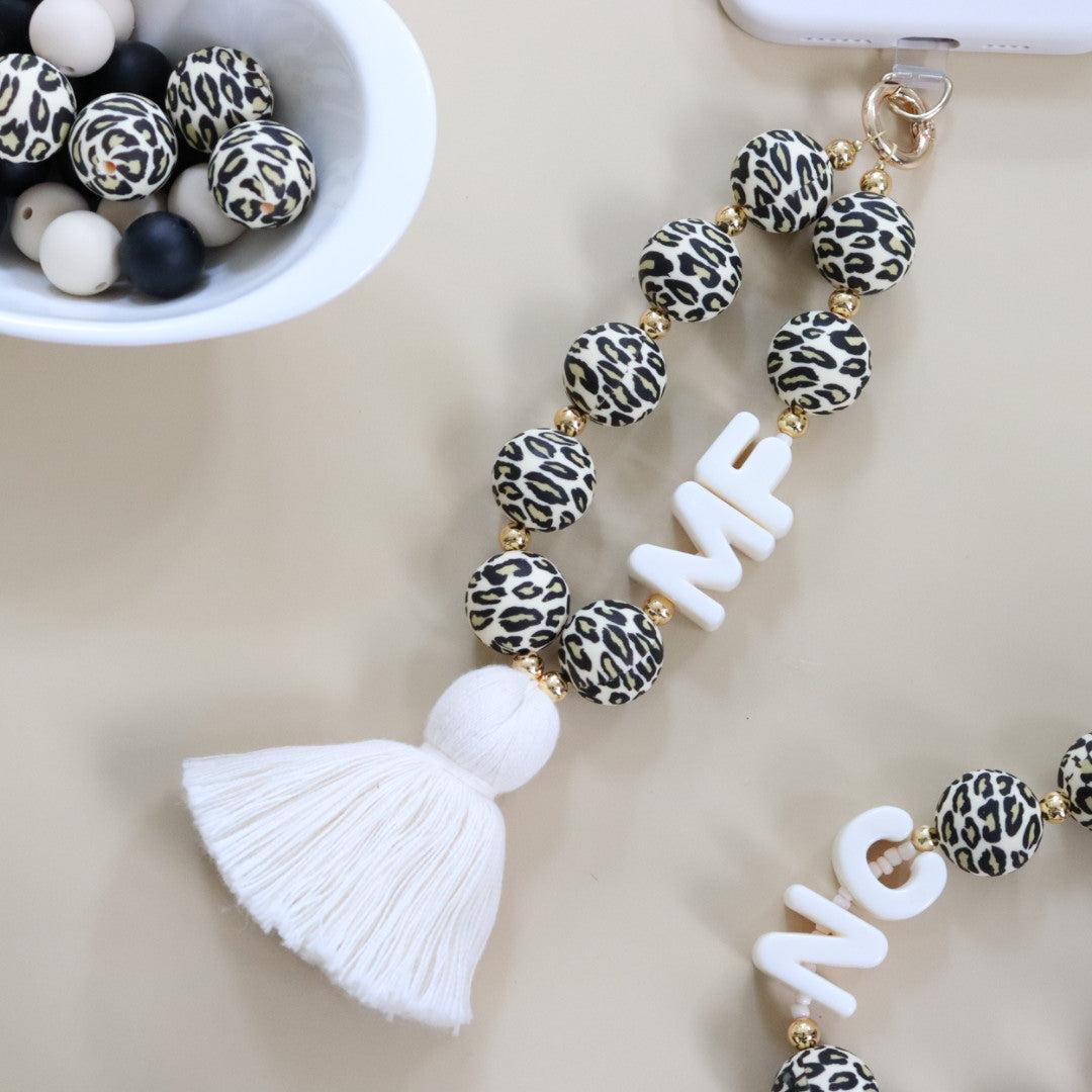 Leopard Bubblegum Bead Phone Charm
