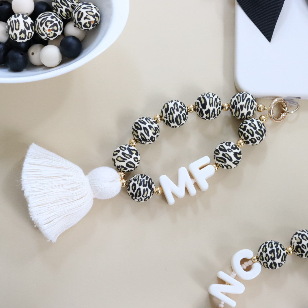 Leopard Bubblegum Bead Phone Charm
