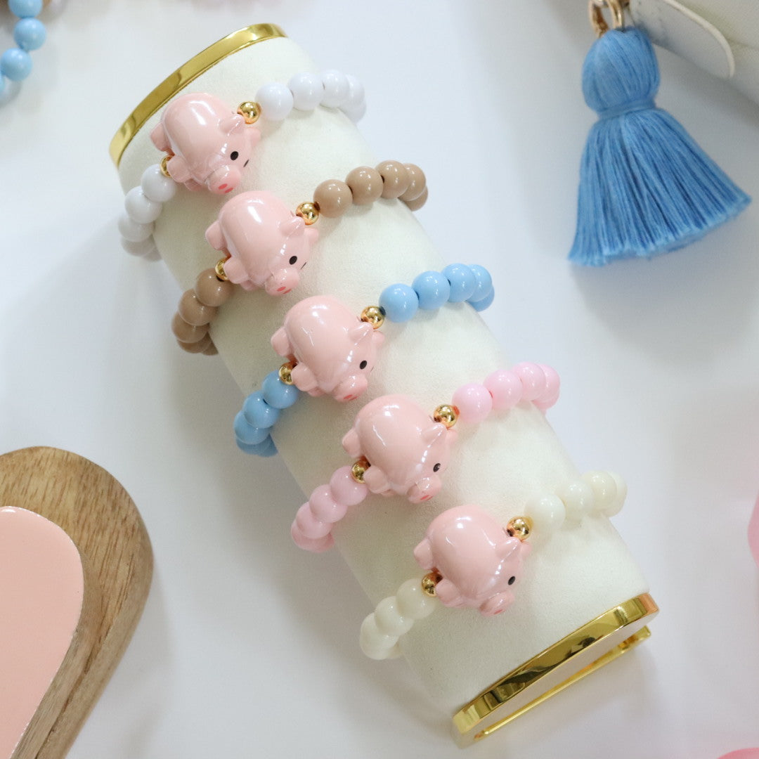 'Piggy Pink' Bead Bracelet
