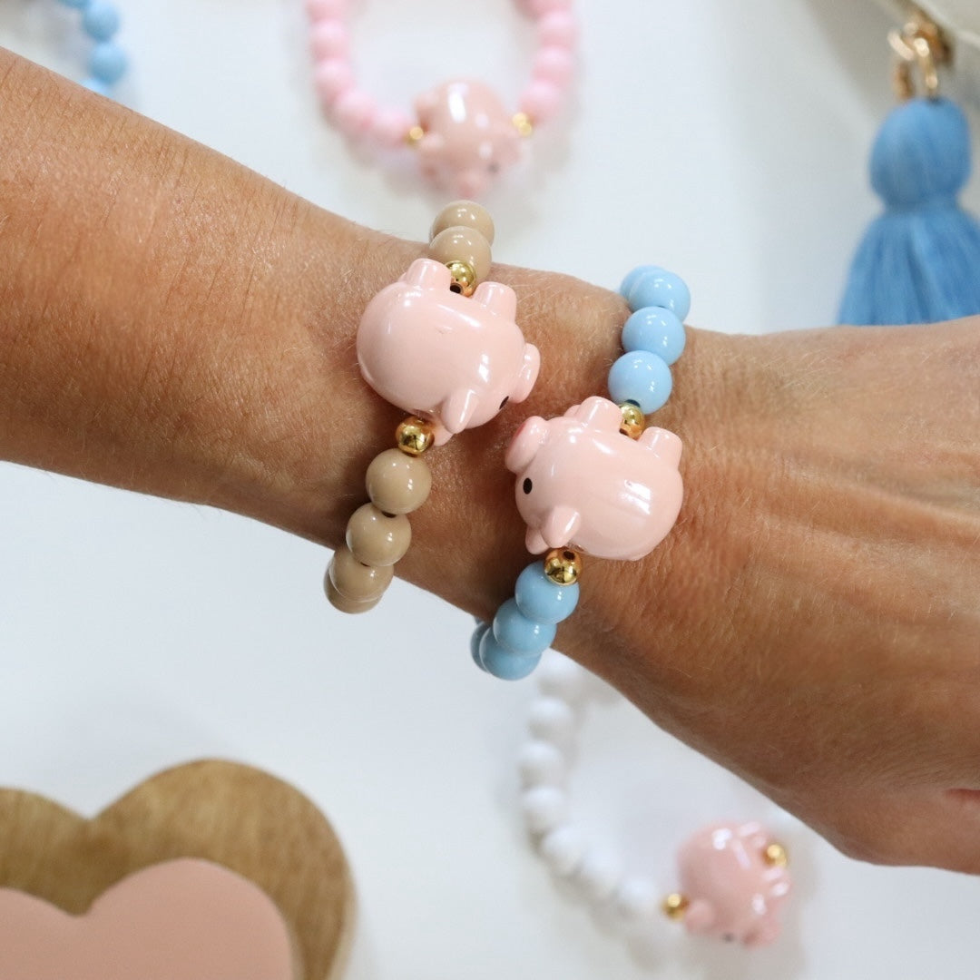 'Piggy Pink' Bead Bracelet