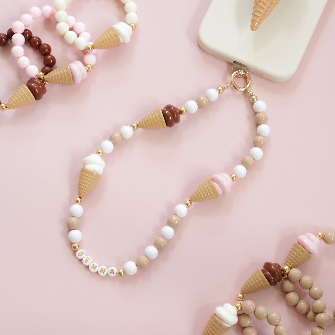 'Neopolitan' Bead Phone Charm