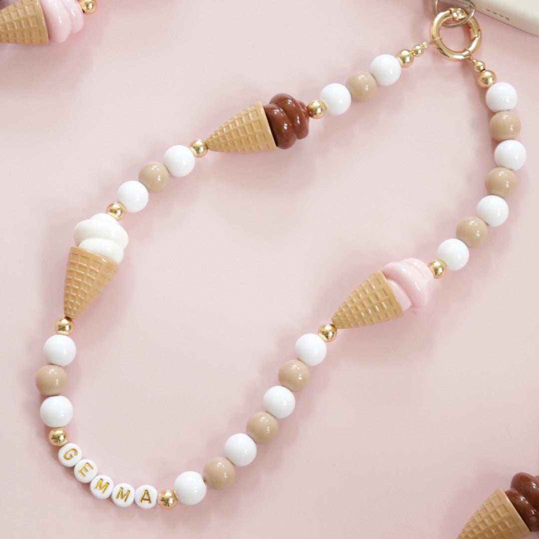 'Neopolitan' Bead Phone Charm