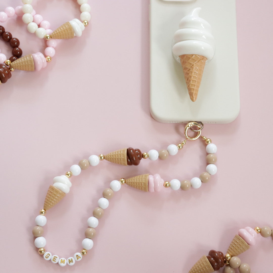 'Neopolitan' Bead Phone Charm