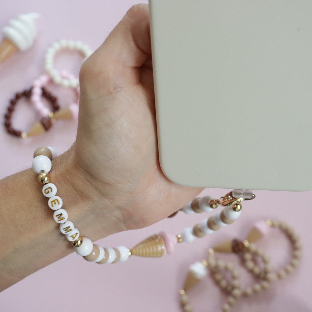 'Neopolitan' Bead Phone Charm