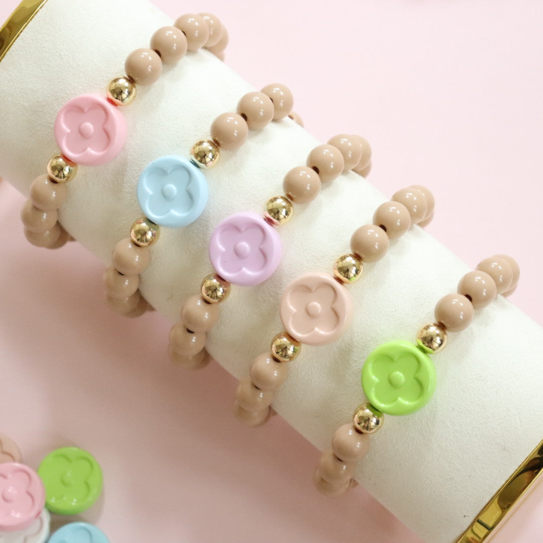 'Lucky Clover' Pastel Bead Bracelet