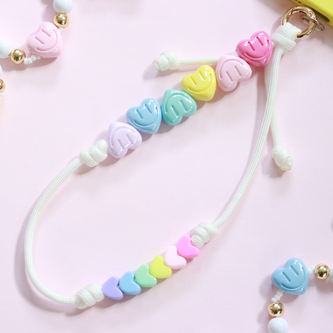 'Happy Hearts' Paracord Bead Phone Charm