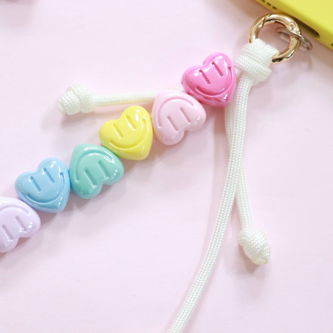 'Happy Hearts' Paracord Bead Phone Charm