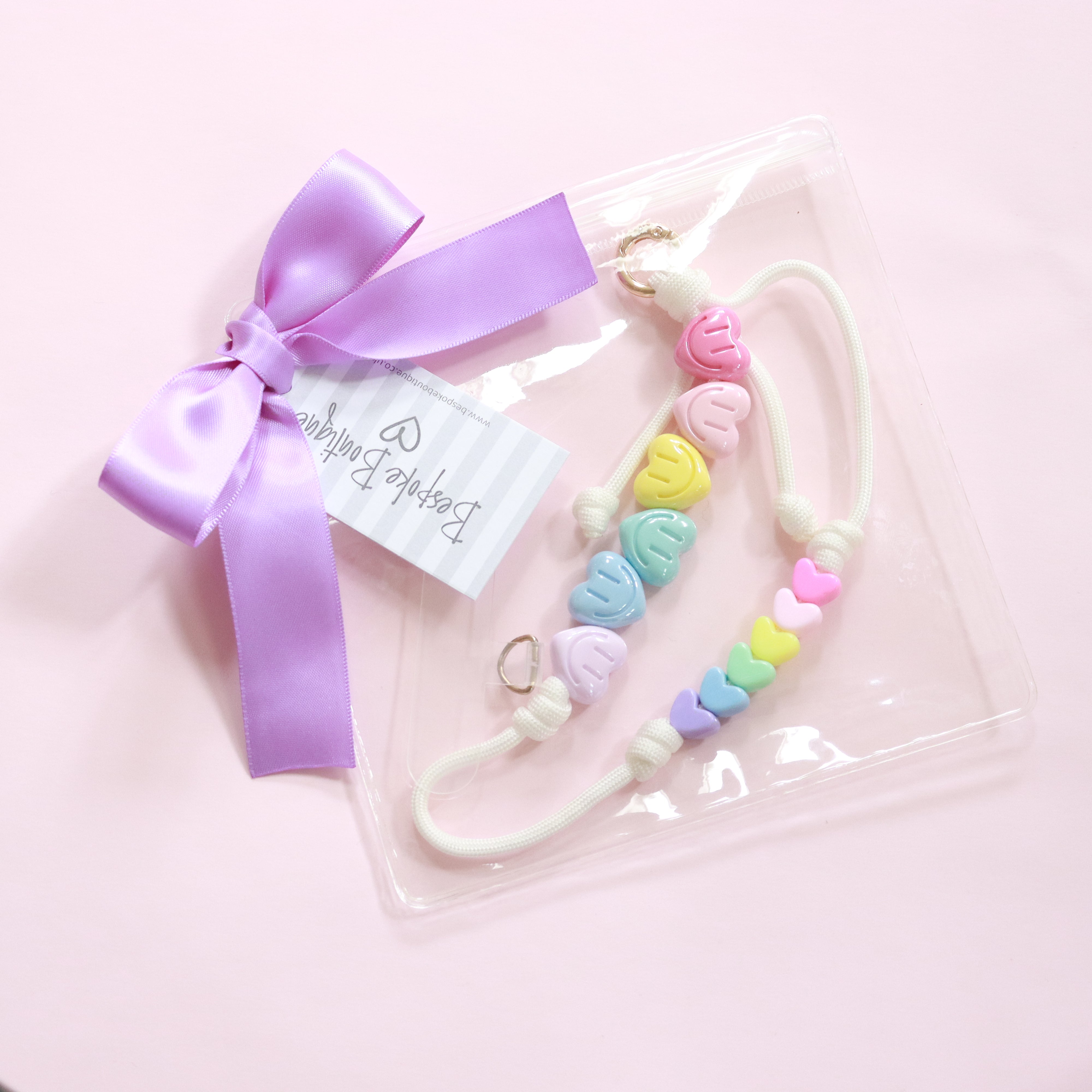 'Happy Hearts' Paracord Bead Phone Charm