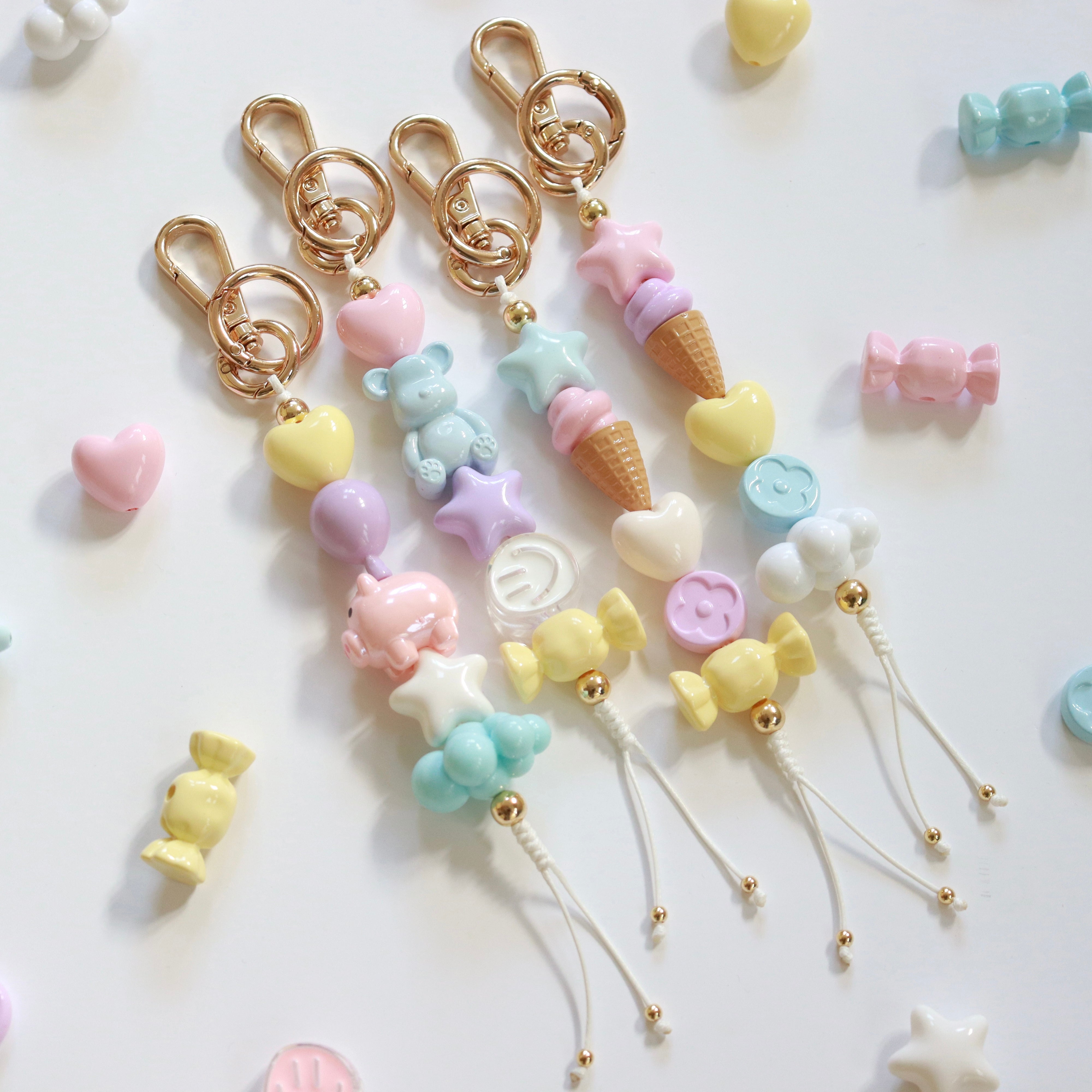 'Fave Things' Pastel Bead Keychain/Bag Charm