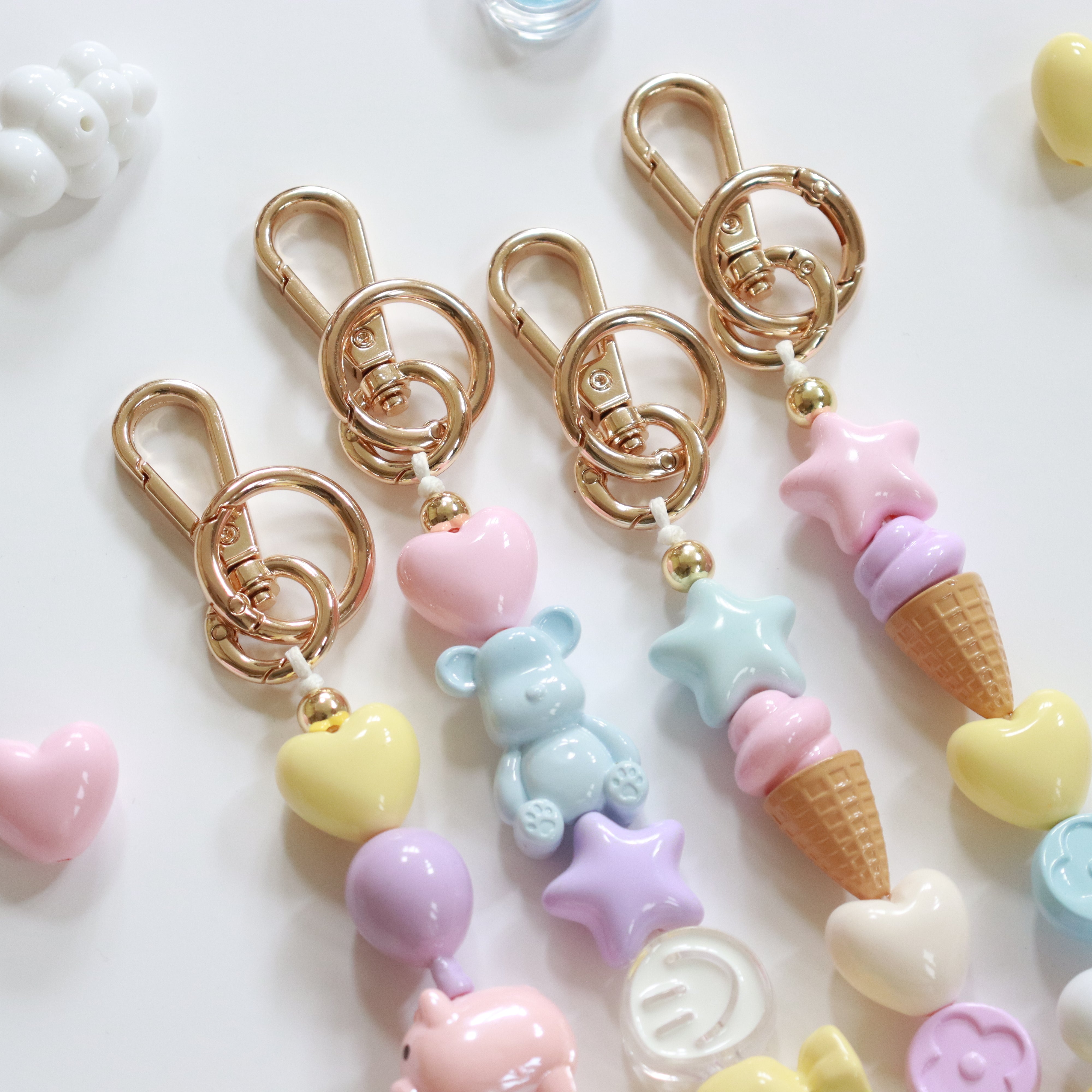 'Fave Things' Pastel Bead Keychain/Bag Charm