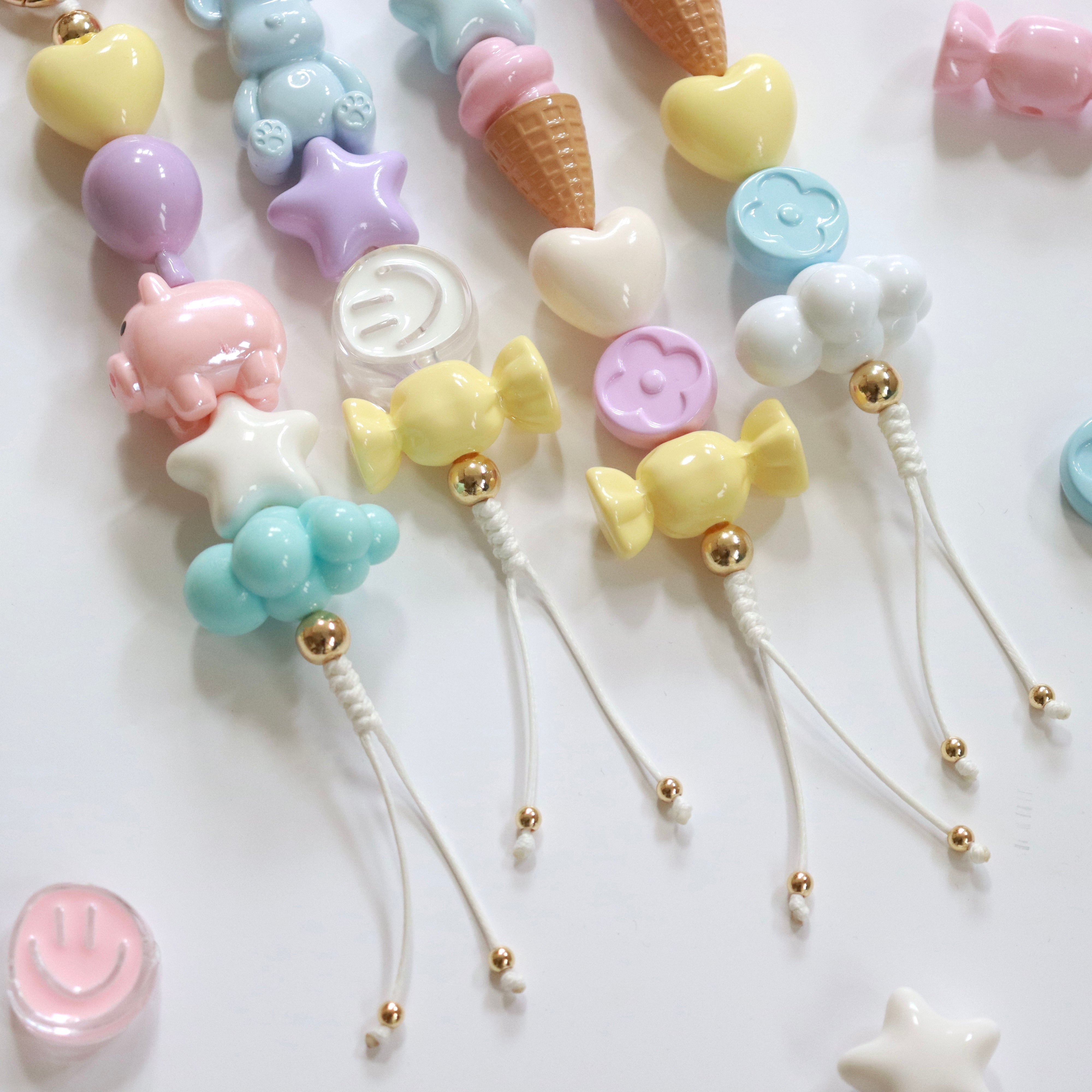 'Fave Things' Pastel Bead Keychain/Bag Charm