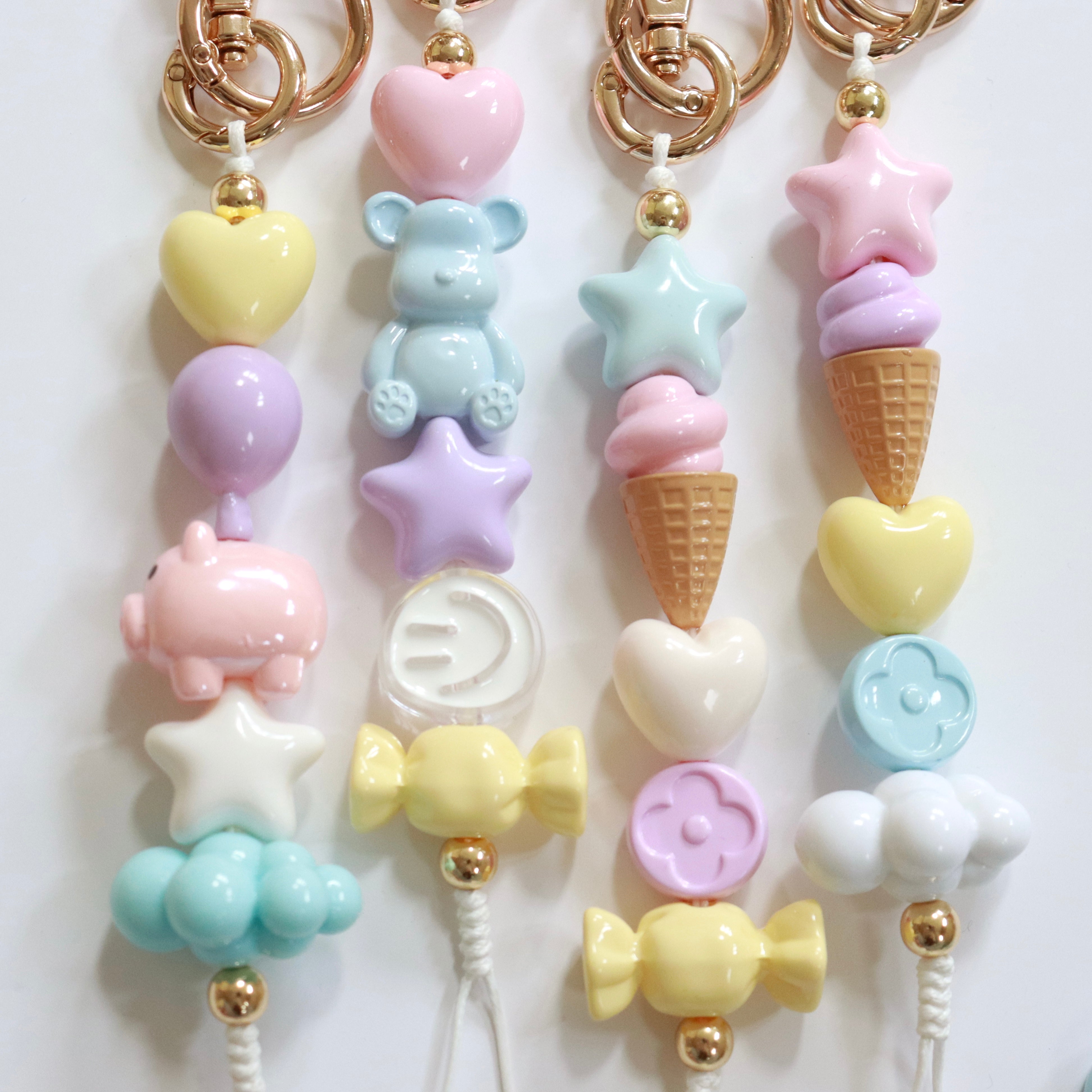'Fave Things' Pastel Bead Keychain/Bag Charm