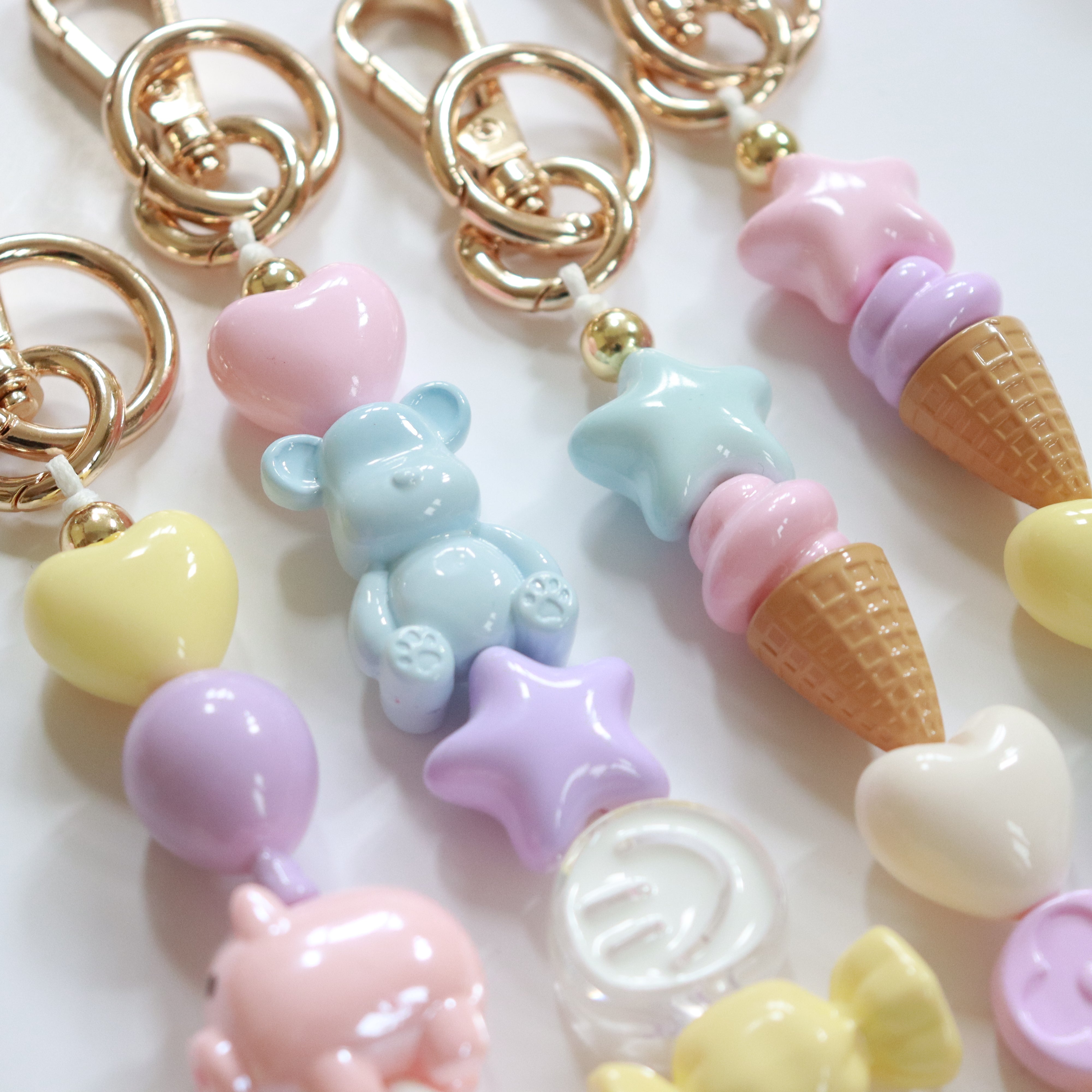 'Fave Things' Pastel Bead Keychain/Bag Charm