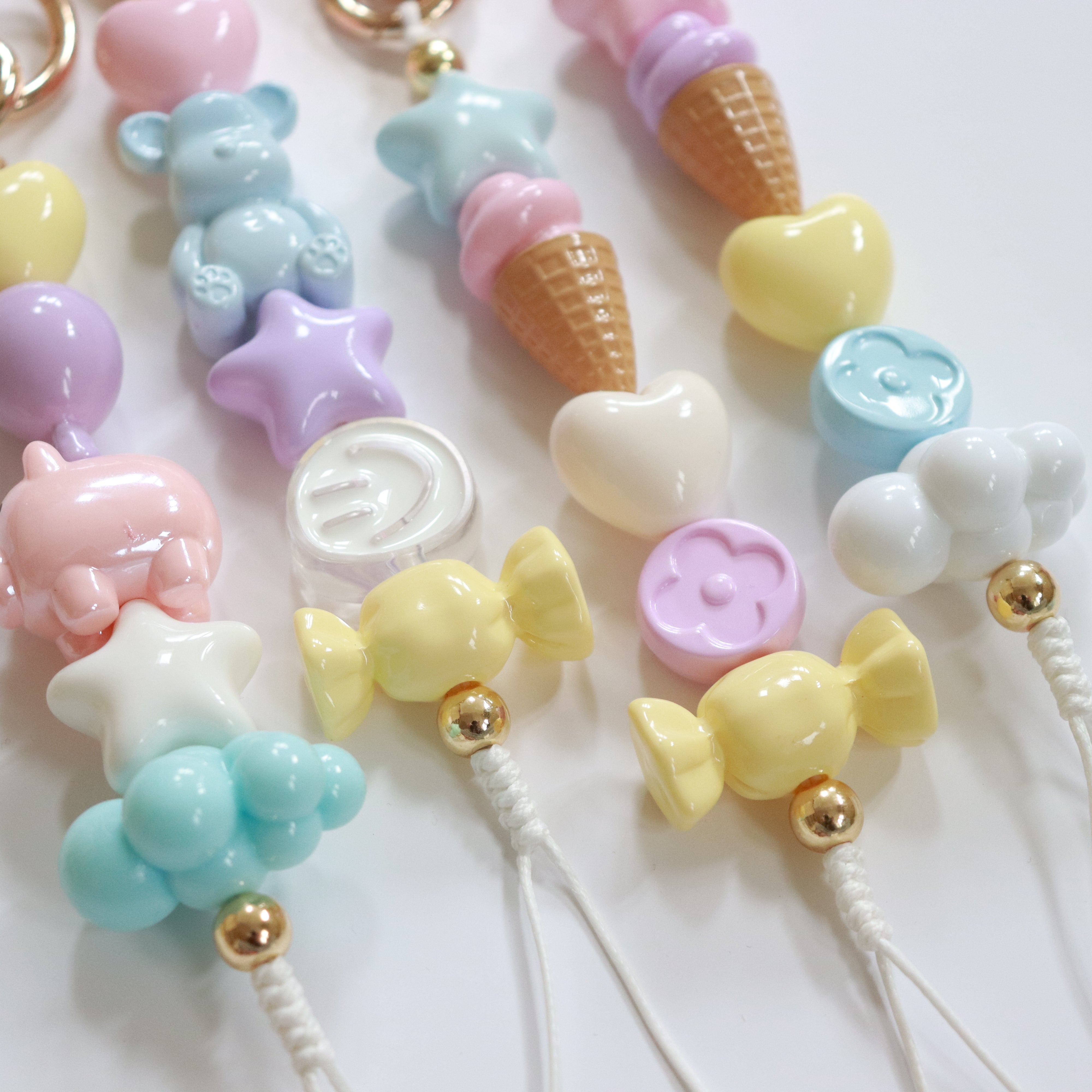'Fave Things' Pastel Bead Keychain/Bag Charm
