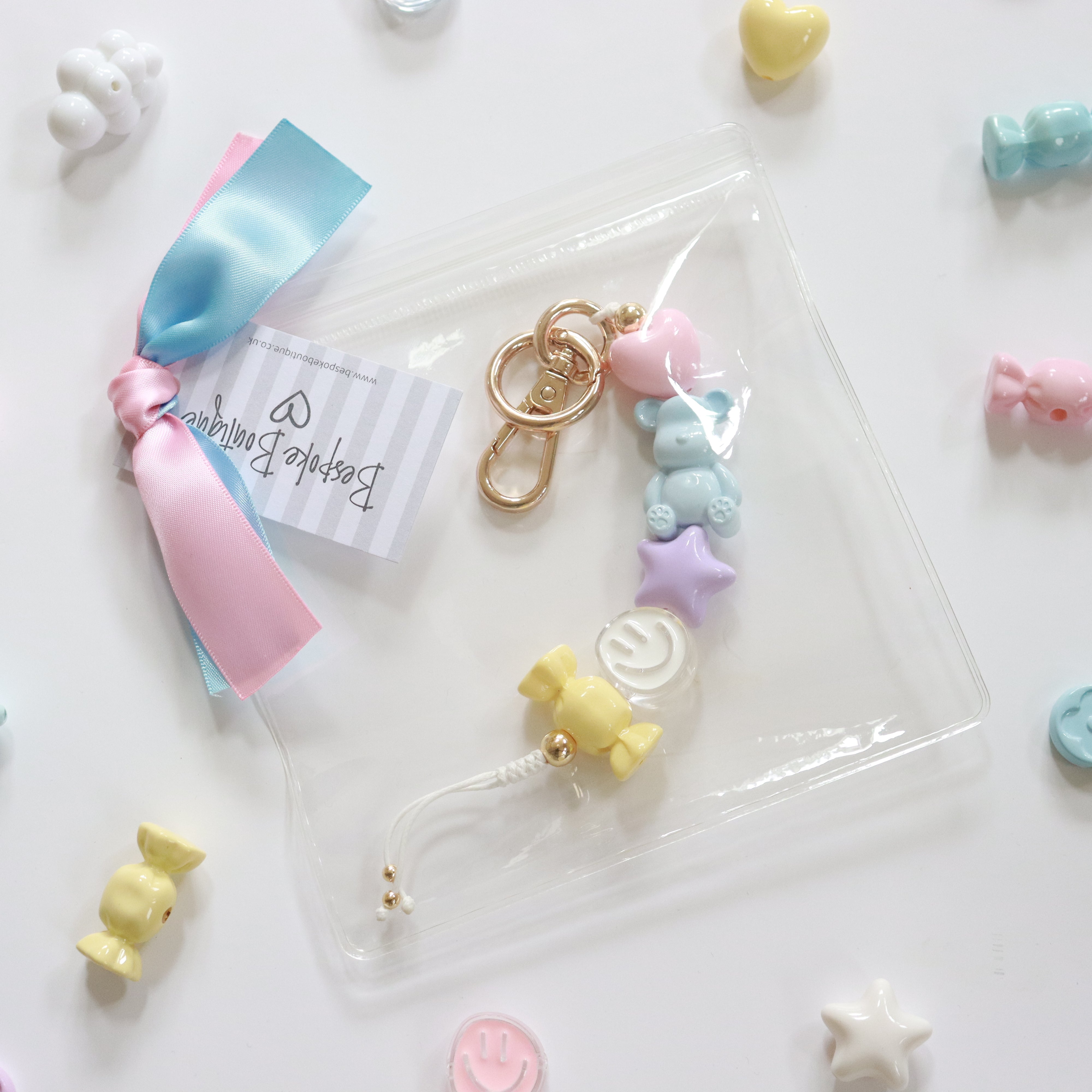'Fave Things' Pastel Bead Keychain/Bag Charm