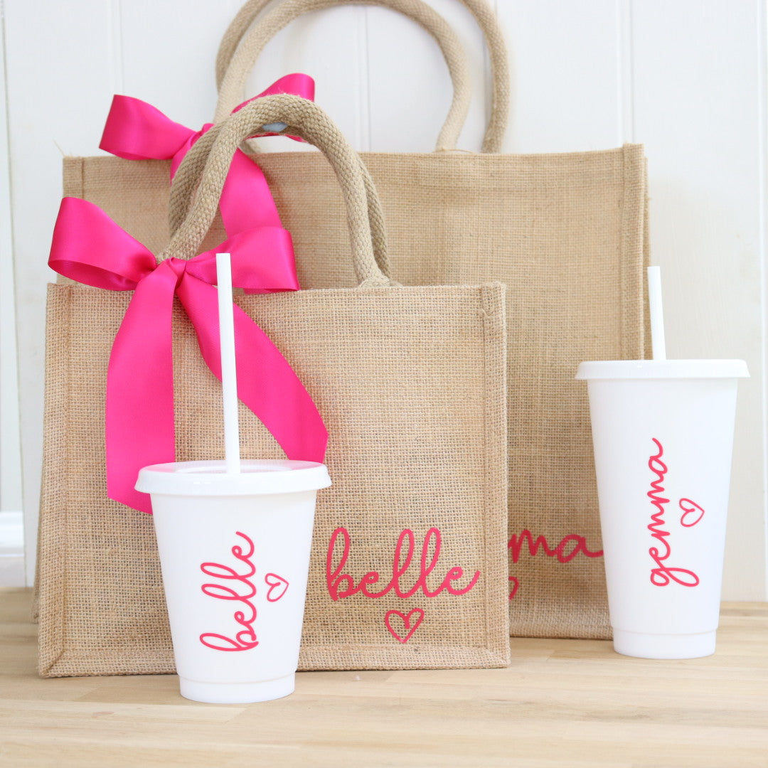 Bow Jute Bag &/or Cold Cup