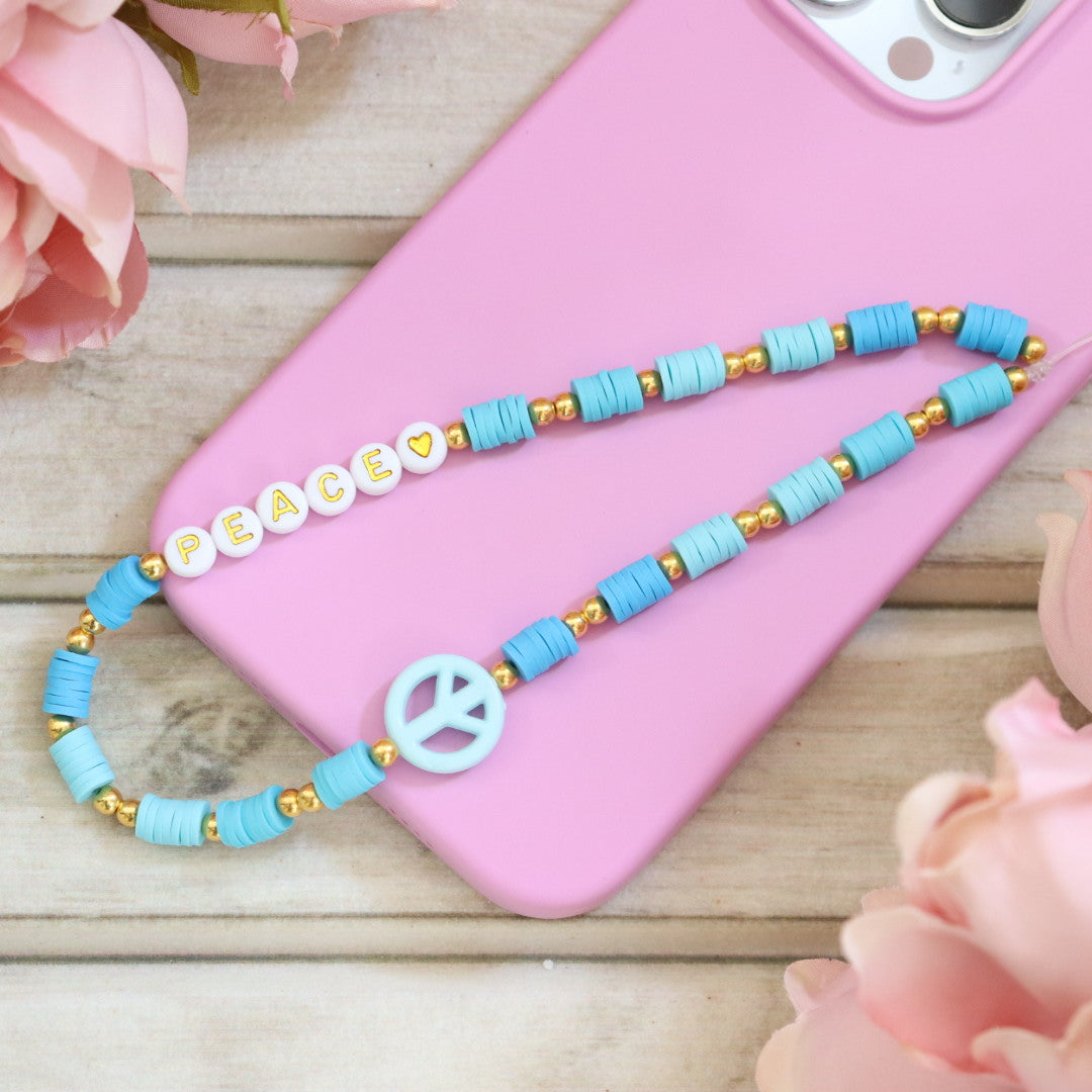 'Peace' Bead Phone Charm - Personalisation Available