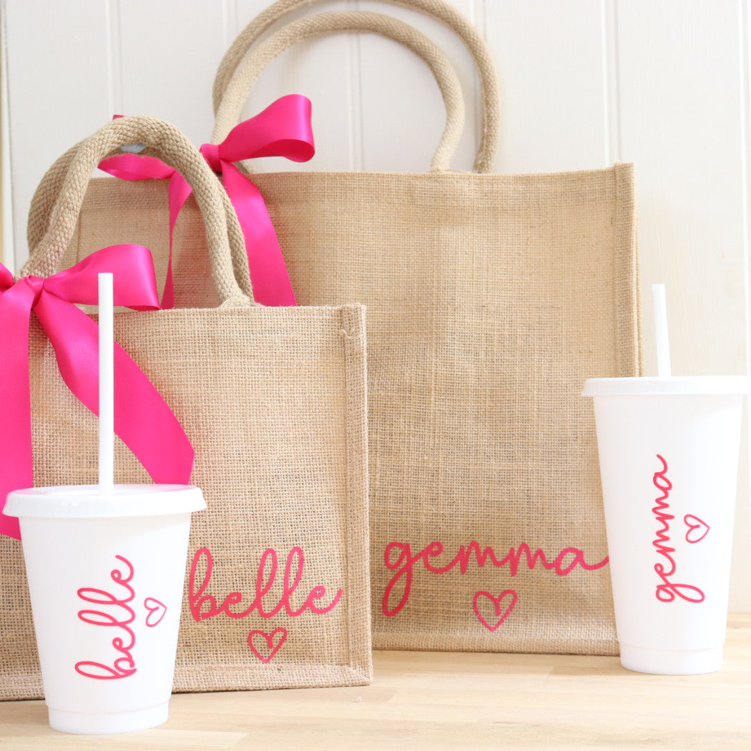 Jute Bag & Cold Cup Set - Personalised